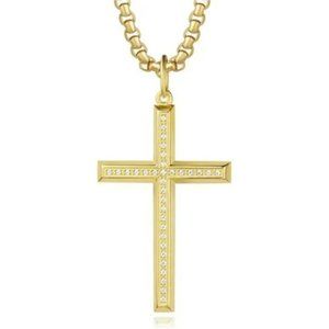 New Crucifix Cross Pendant Long Necklace Fine Jewelry For Men